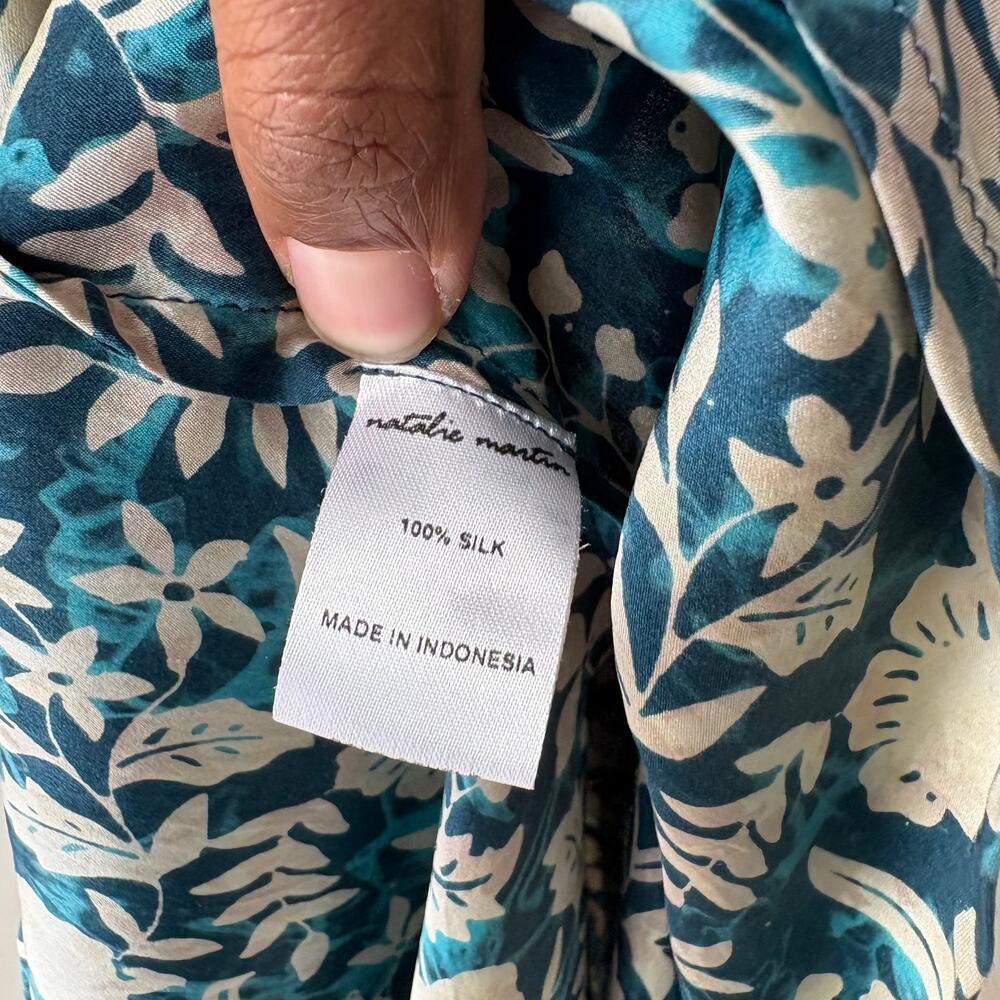 Natalie Martin Dress Silk Floral Wrap Long‎ Sleeve Kate Blue Maxi Dress S - Picture 10 of 11